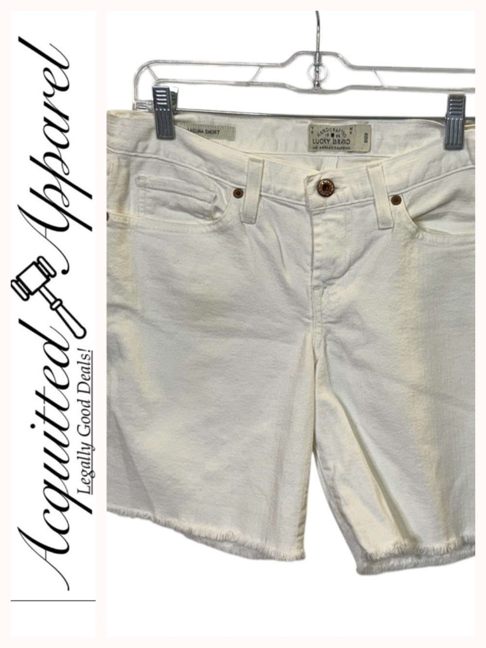 Lucky Brand Lily Laguna Shorts Cream Off-White Raw Hem
